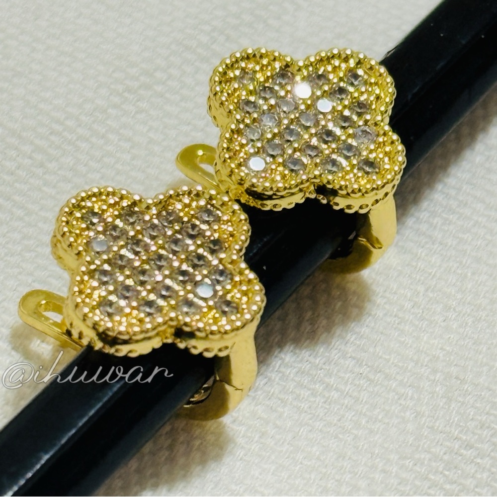 Four Leaf Clover Earrings 14K Gold Plated Cubic Zirconia Earrings